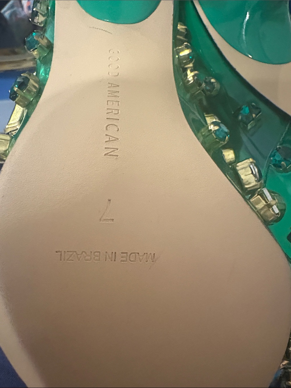 Good American Green Jeweled Pointed Toe Heels - Picture 4 of 5